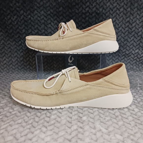 OluKai Ka'a Driver Slip On Men's Shoes Loafers Golden Sand Italian Suede Size 10 - Picture 2 of 9